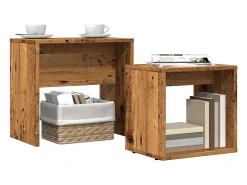 Online Conjunto de 2 Mesas de Centro Baixas | Mesa de apoio deriv. madeira madeira velha Castanho