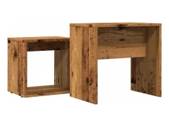 Online Conjunto de 2 Mesas de Centro Baixas | Mesa de apoio deriv. madeira madeira velha Castanho