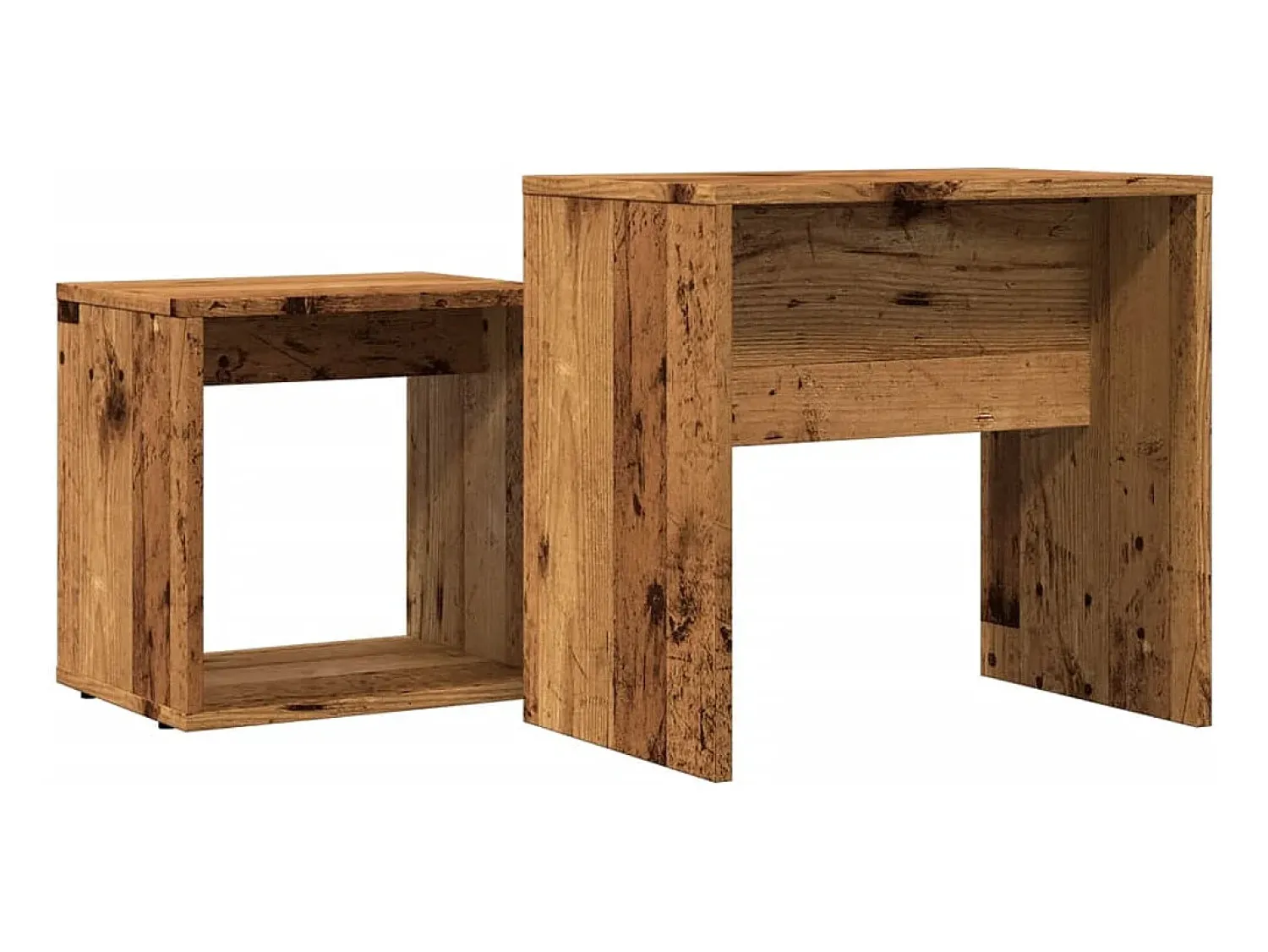 Online Conjunto de 2 Mesas de Centro Baixas | Mesa de apoio deriv. madeira madeira velha Castanho