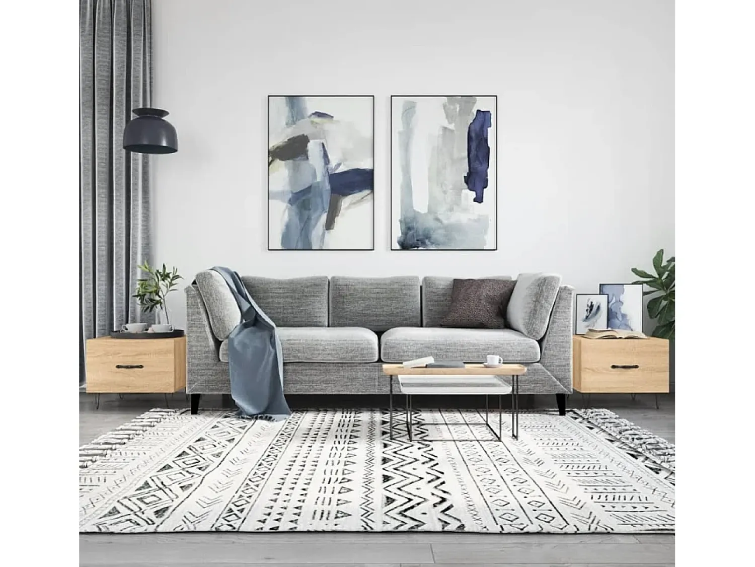 Conjunto de 2 Mesas de Centro | Mesa de apoio | Mesa de café 50x50x40cm deriv. madeira carvalho sonoma^ Mesa De Centro