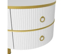 Mesa De Centro*ModernLuxe Conjunto de 2 mesas de centro encaixáveis com 2 gavetas - tampo em mármore - Dourado e Preto Preto / Dourado