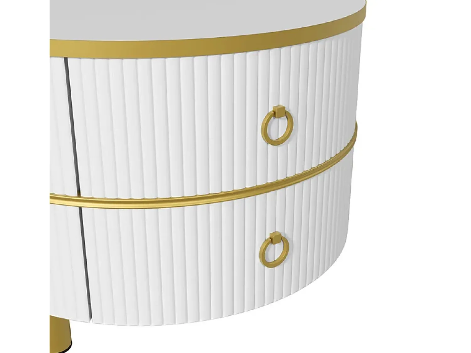Mesa De Centro*ModernLuxe Conjunto de 2 mesas de centro encaixáveis com 2 gavetas - tampo em mármore - Dourado e Preto Preto / Dourado