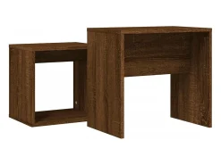 Discount Conjunto de 2 Mesas de Centro Baixas | Mesa de apoio deriv. madeira carvalho Castanho