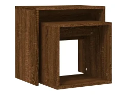 Discount Conjunto de 2 Mesas de Centro Baixas | Mesa de apoio deriv. madeira carvalho Castanho