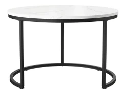 Conjunto de 2 mesas de centro redondas empilháveis com espaço de armazenamento, estrutura metálica, 70/45 cm, brancas.^ Mesa De Centro