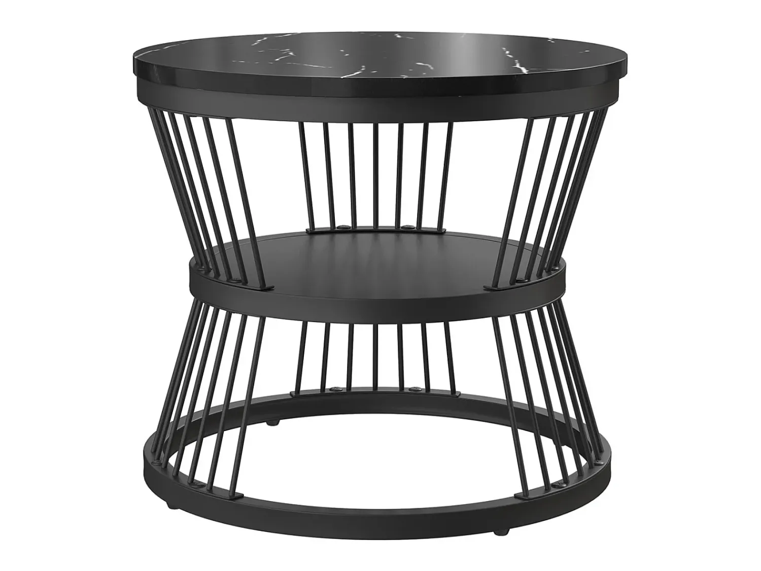Conjunto de 2 mesas de centro redondas empilháveis com espaço de armazenamento, estrutura metálica, 70/45 cm, brancas.^ Mesa De Centro