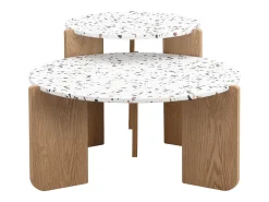 Mesa De Centro*Hauss Spole Conjunto de 2 mesas de centro artísticas encaixáveis (70/50 cm) com pernas resistentes Natural escuro