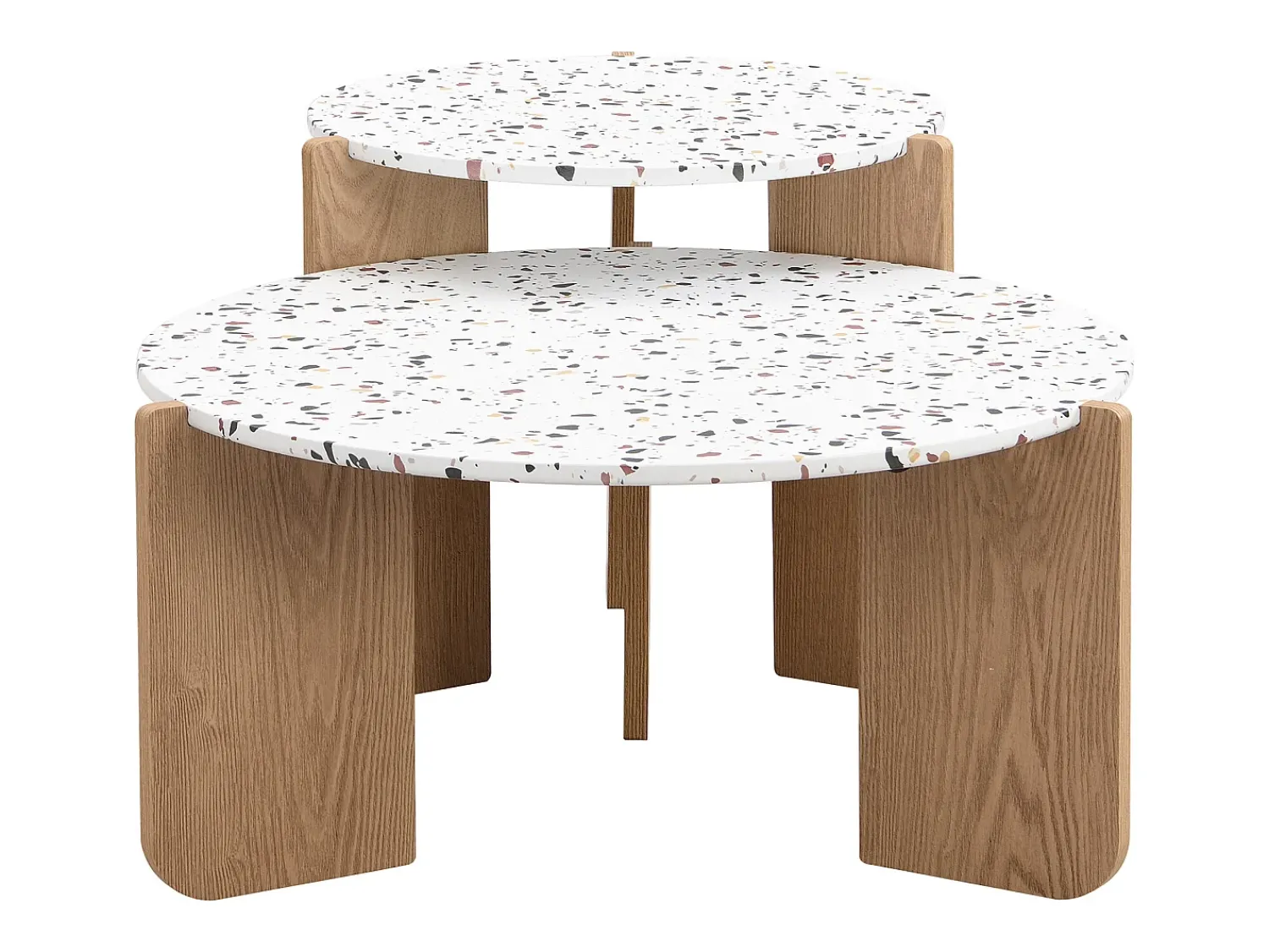 Mesa De Centro*Hauss Spole Conjunto de 2 mesas de centro artísticas encaixáveis (70/50 cm) com pernas resistentes Natural escuro