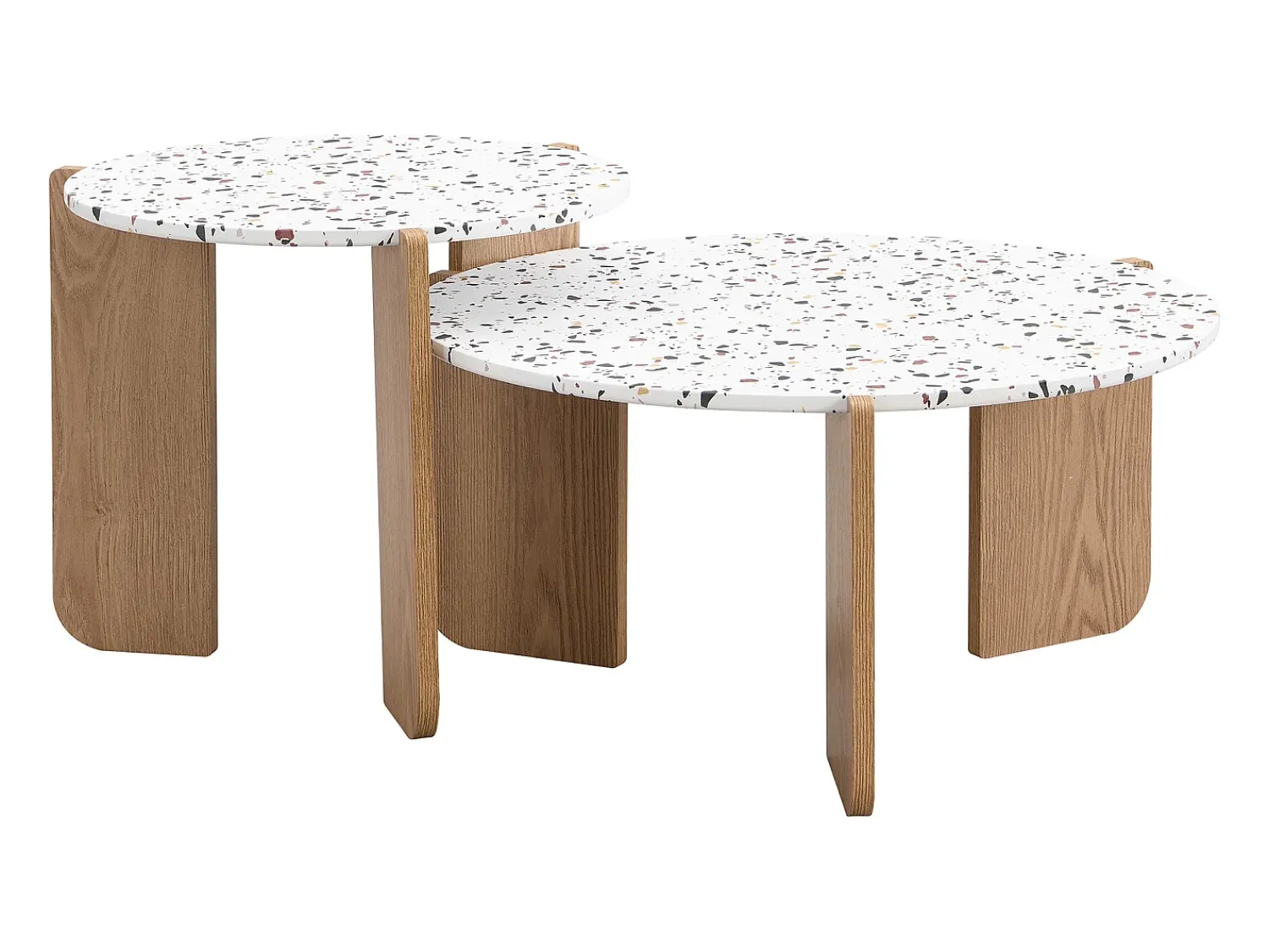 Mesa De Centro*Hauss Spole Conjunto de 2 mesas de centro artísticas encaixáveis (70/50 cm) com pernas resistentes Natural escuro