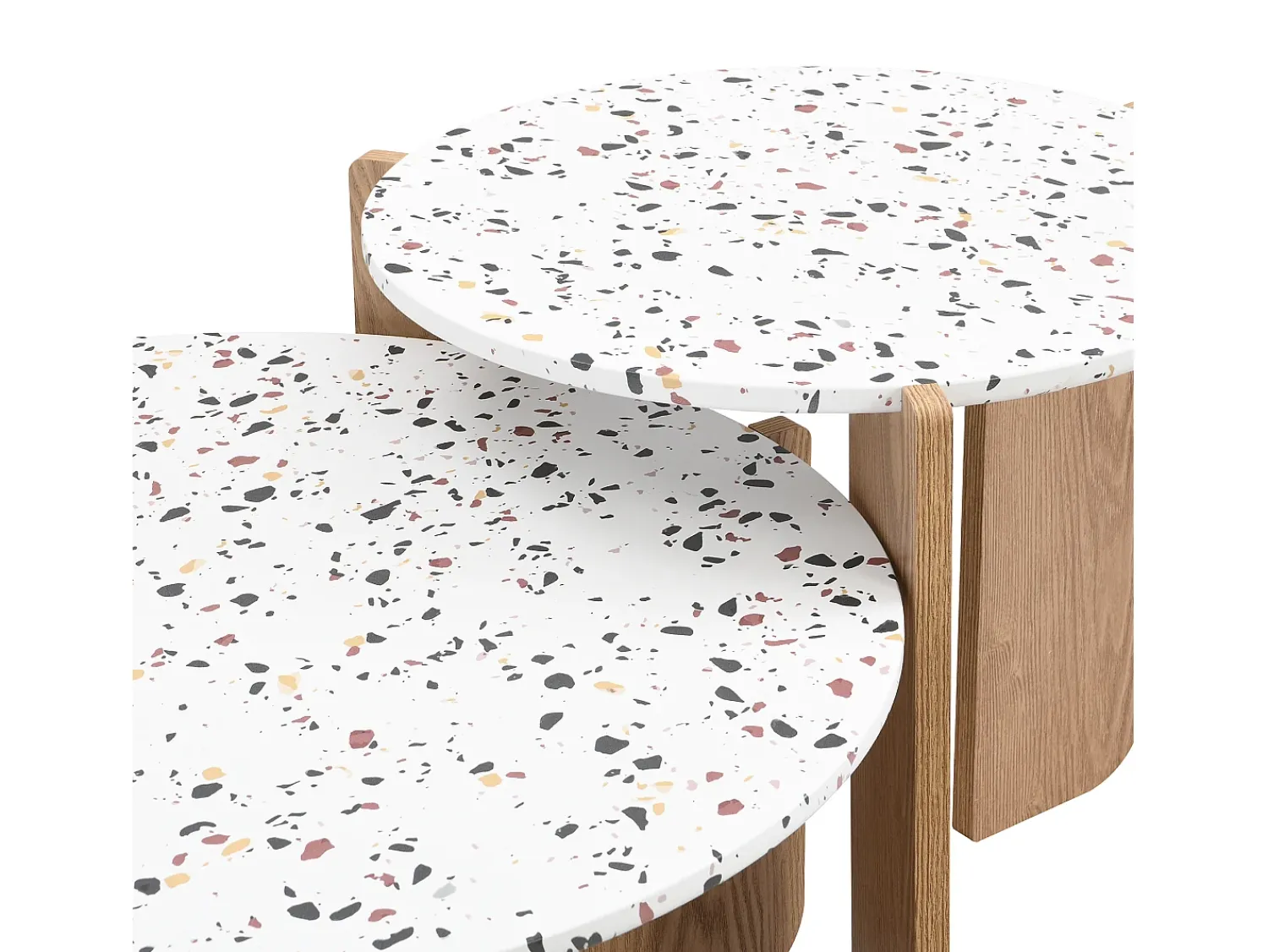 Mesa De Centro*Hauss Spole Conjunto de 2 mesas de centro artísticas encaixáveis (70/50 cm) com pernas resistentes Natural escuro