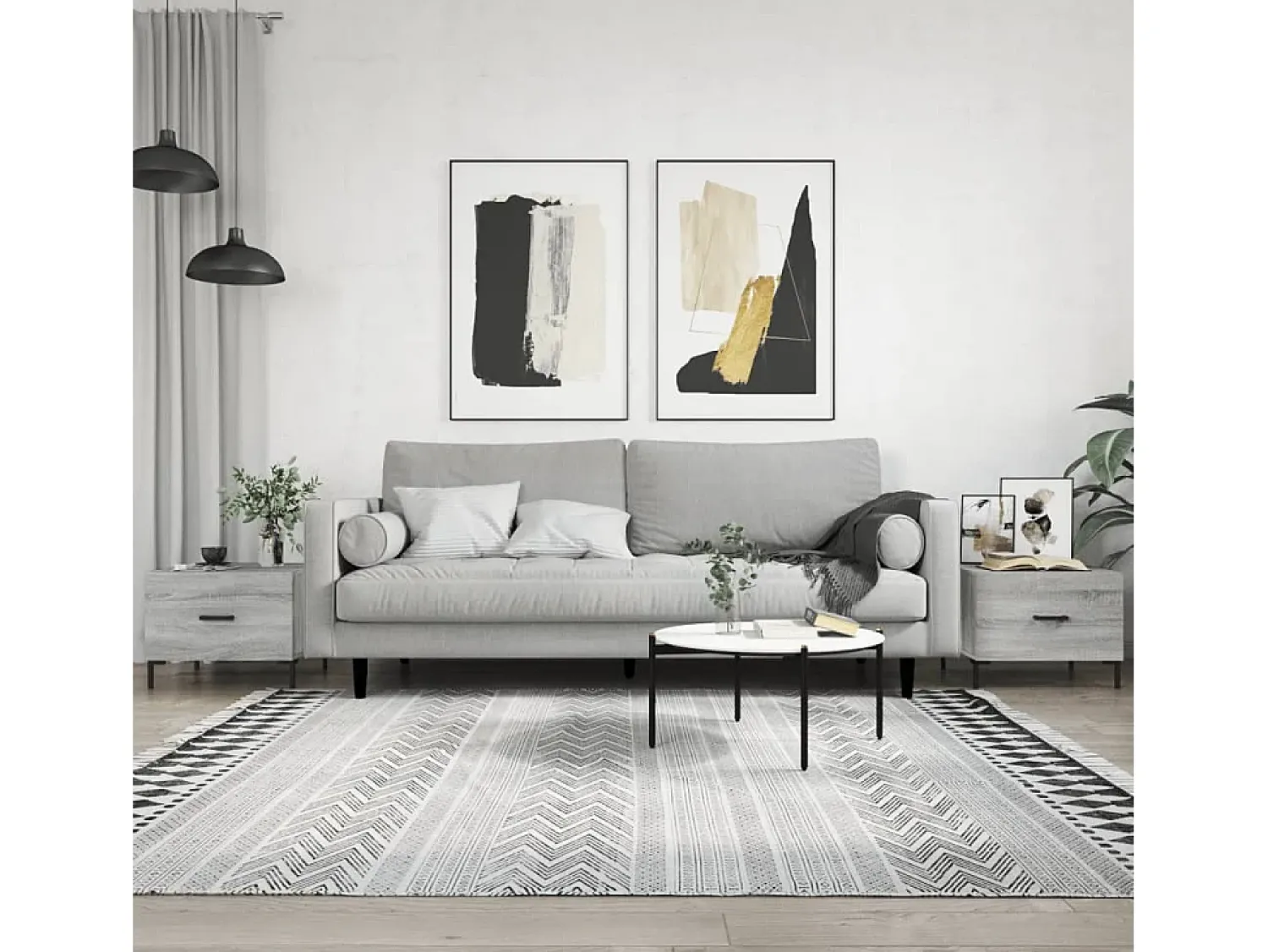 Conjunto de 2 Mesas de Centro | Mesa de apoio | Mesa de café 50x50x40 cm madeira proc. sonoma cinza^ Mesa De Centro