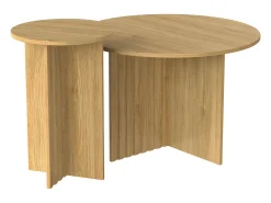 Mesa De Centro| Conjunto de 2 mesas de centro modernas em madeira - Mesas de centro redondas com design escandinavo - 76x76x50cm Natural claro