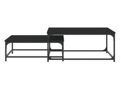 Mesa De Centro* Conjunto de 2 Mesas de Centro Baixas | Mesa de apoio derivados de madeira Preto