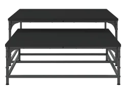 Mesa De Centro* Conjunto de 2 Mesas de Centro Baixas | Mesa de apoio derivados de madeira Preto