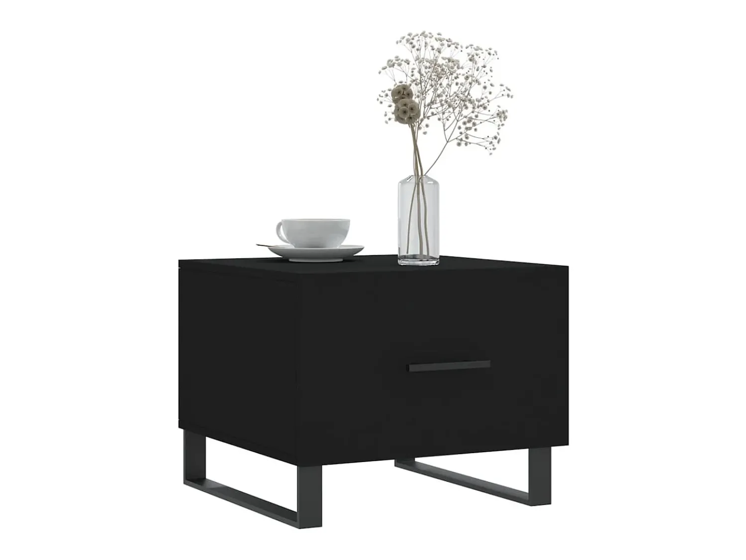 Mesa De Centro| Conjunto de 2 Mesas de Centro | Mesa de apoio | Mesa de café 50x50x40 cm madeira processada Preto