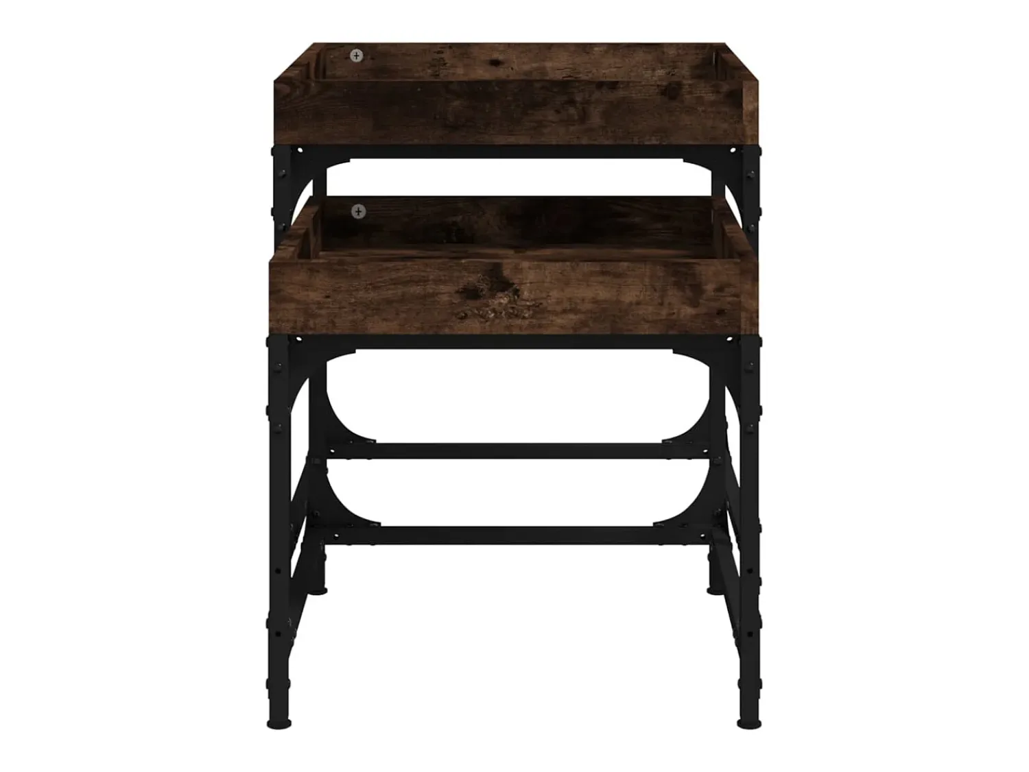 Conjunto de 2 Mesas de Centro | Mesa de apoio | Mesa de café derivados de madeira carvalho fumado Castanho