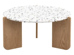 Conjunto de 2 mesas de centro encaixáveis, modulares modernas, para sala de estar, sofá, 70x70x35+50x50x45,5 (cm), Natural Natural claro