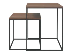 Mesa De Centro| Conjunto de 2 Mesas de Centro | Mesa de apoio derivados de madeira e metal Preto