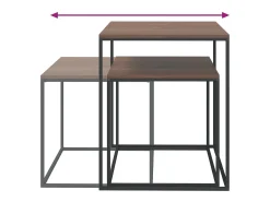 Mesa De Centro| Conjunto de 2 Mesas de Centro | Mesa de apoio derivados de madeira e metal Preto