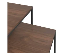 Mesa De Centro| Conjunto de 2 Mesas de Centro | Mesa de apoio derivados de madeira e metal Preto