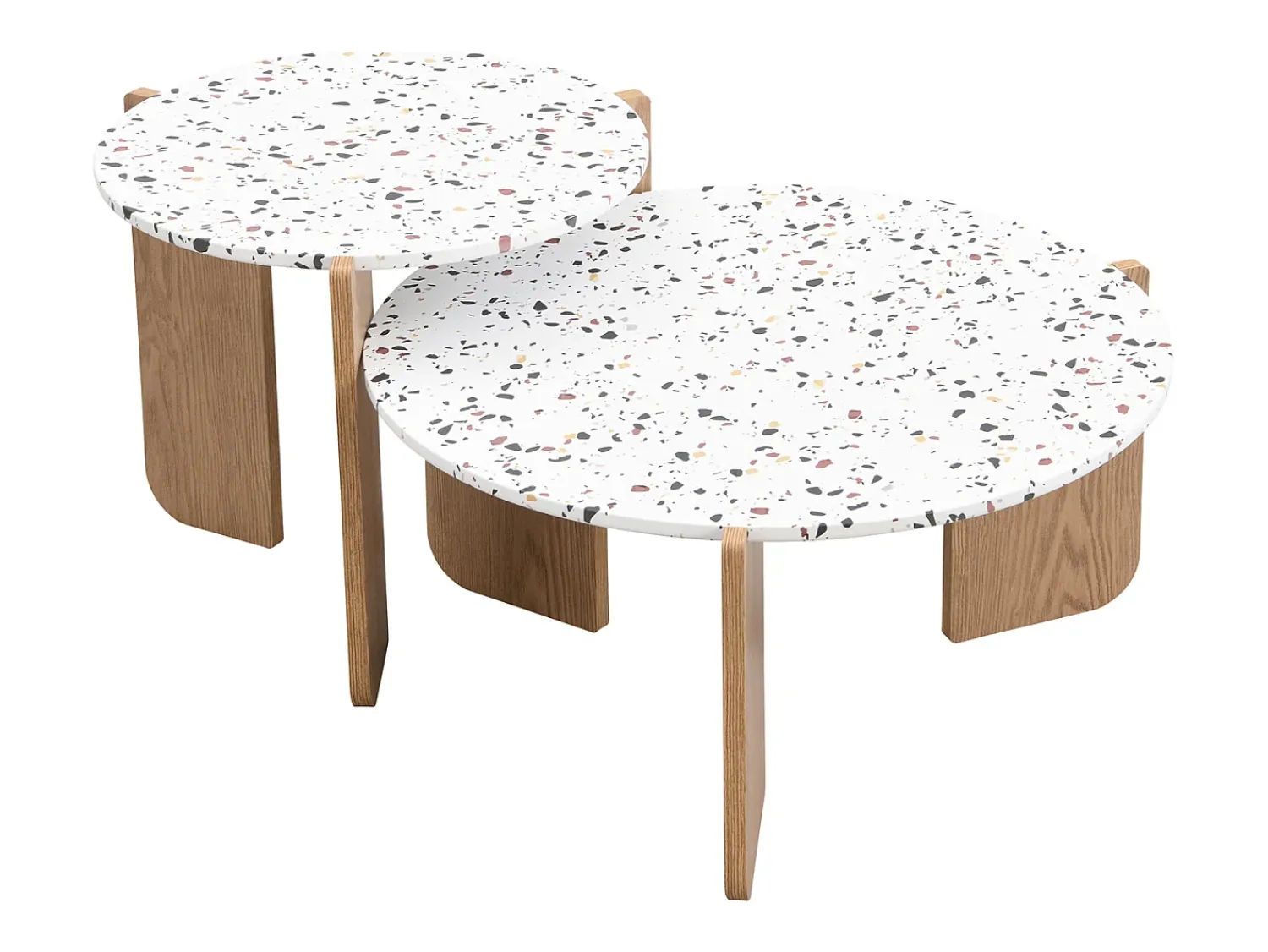 Conjunto de 2 mesas de centro encaixáveis, mesa de centro redonda de 70/50 cm, mesa de centro de madeira para sala de estar^ Mesa De Centro