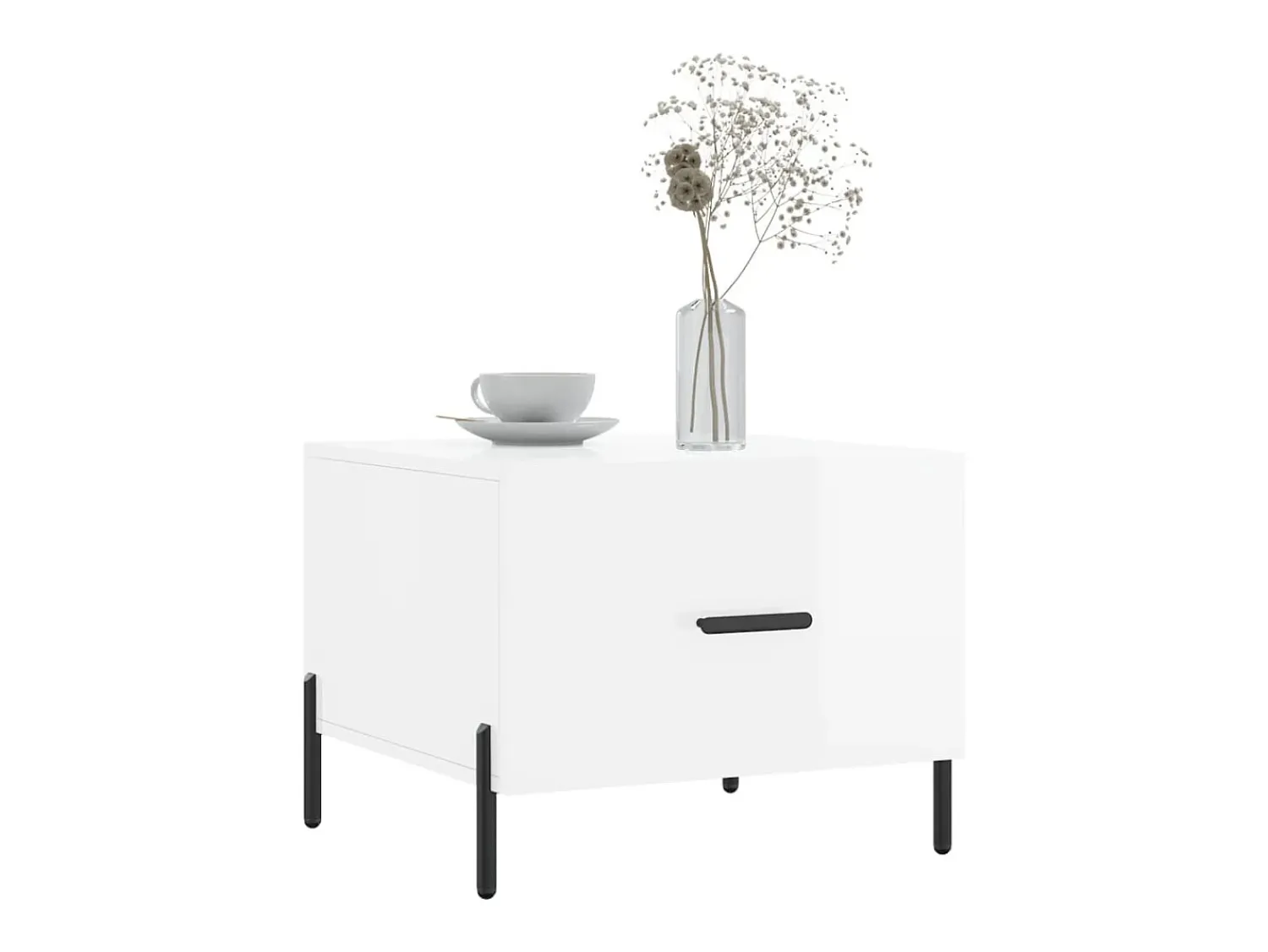 Discount Conjunto de 2 Mesas de Centro | Mesa de apoio | Mesa de café 50x50x40 cm brilhante Branco