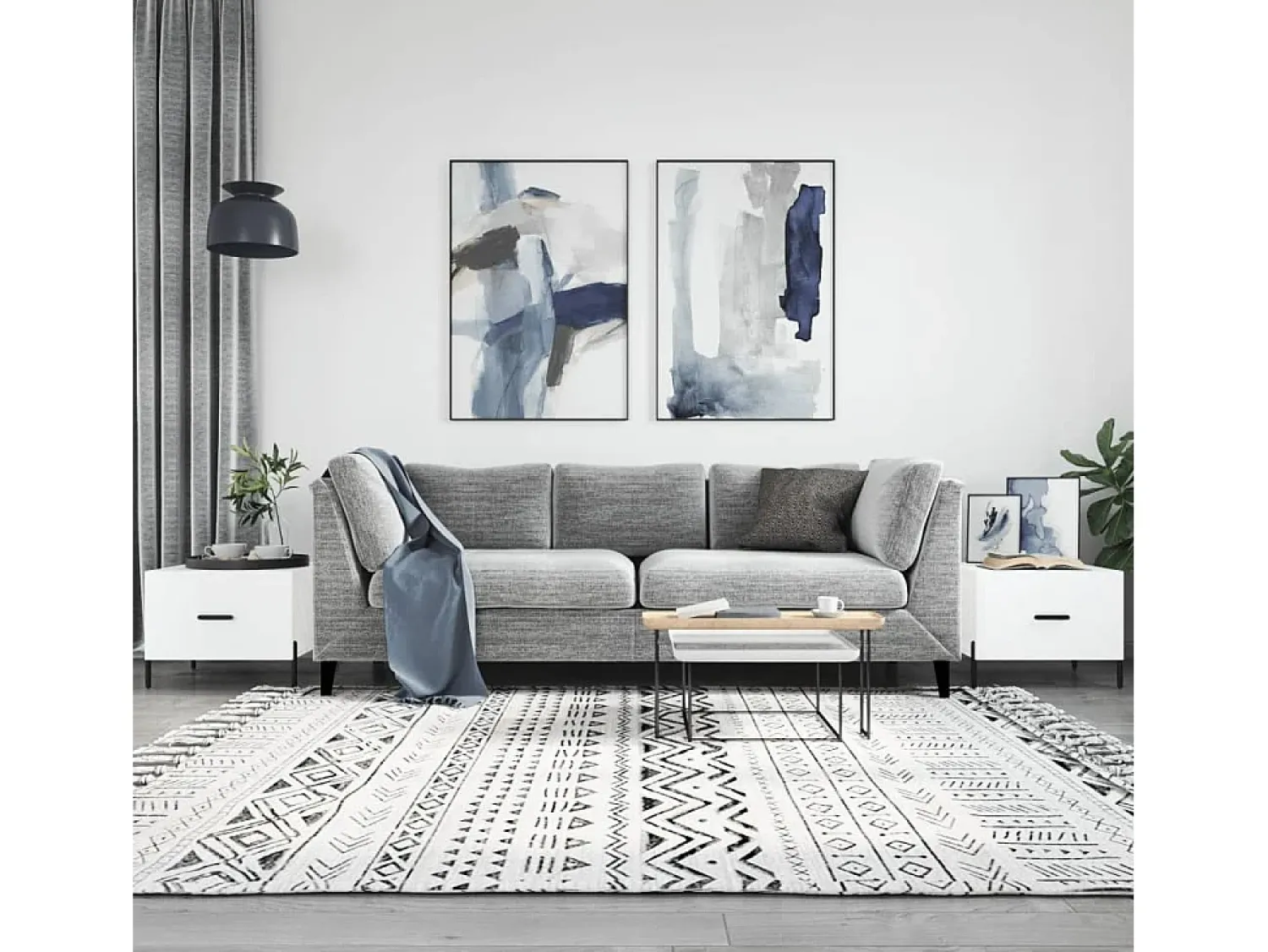 Discount Conjunto de 2 Mesas de Centro | Mesa de apoio | Mesa de café 50x50x40 cm brilhante Branco