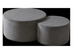 Mesa De Centro|Hauss Spole Conjunto de 2 mesas de centro, almofadas redondas, tecido Cinzento