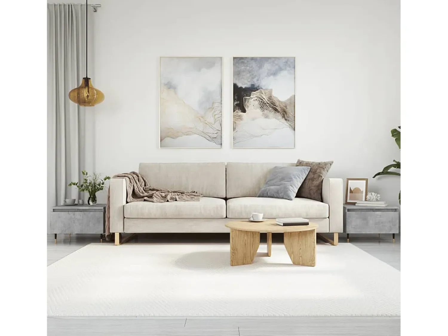 Mesa De Centro| Conjunto de 2 Mesas de Centro | Mesa de apoio | Mesa de café 50x46x35 cm deriv. madeira cinza-cimento Cinzento