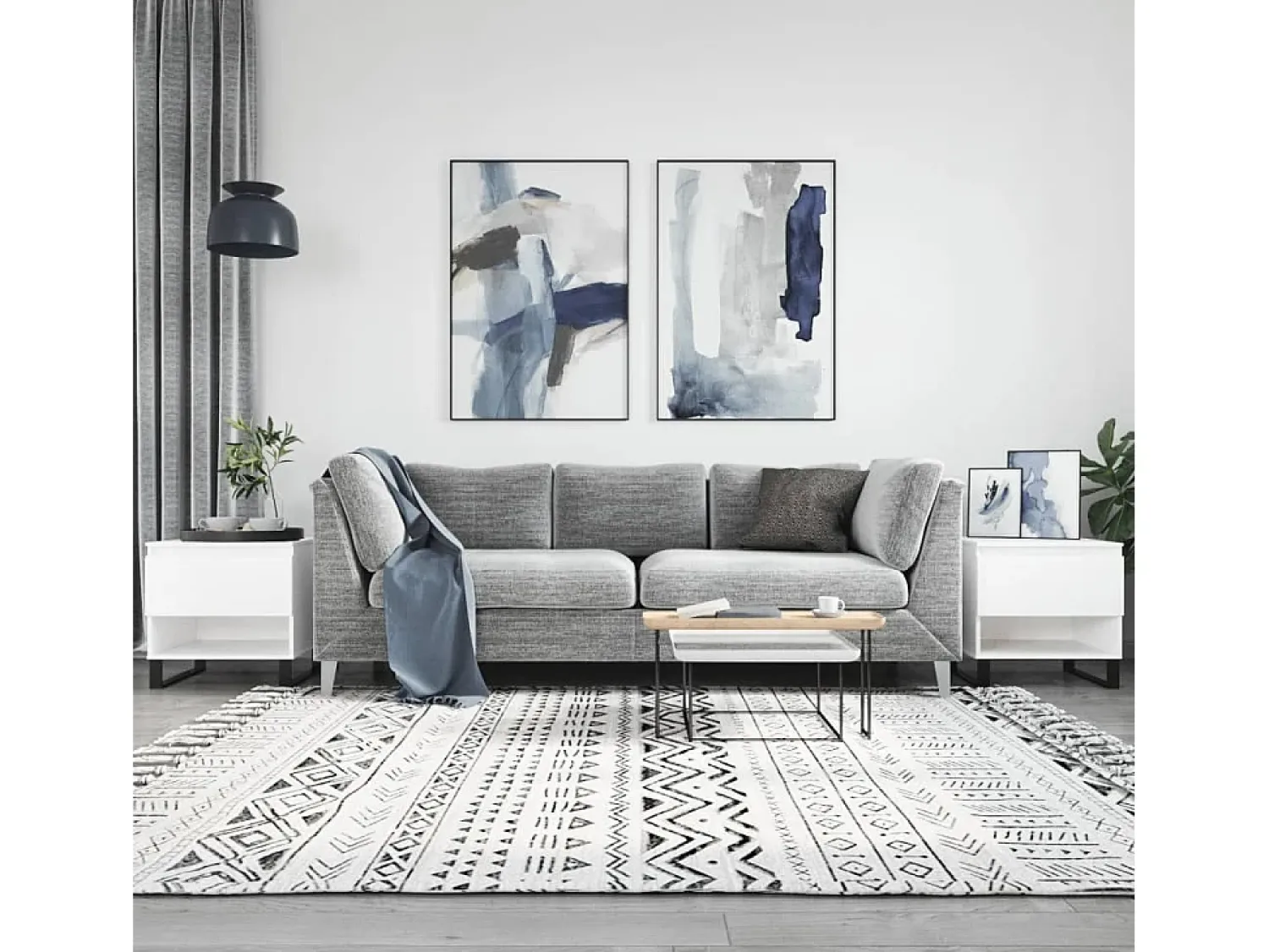 Mesa De Centro| Conjunto de 2 Mesas de Centro | Mesa de apoio | Mesa de café 50x46x50 cm derivados de madeira Branco