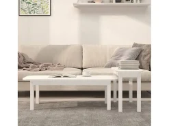 Mesa De Centro* Conjunto de 2 Mesas de Centro | Mesa de apoio pinho maciço Branco