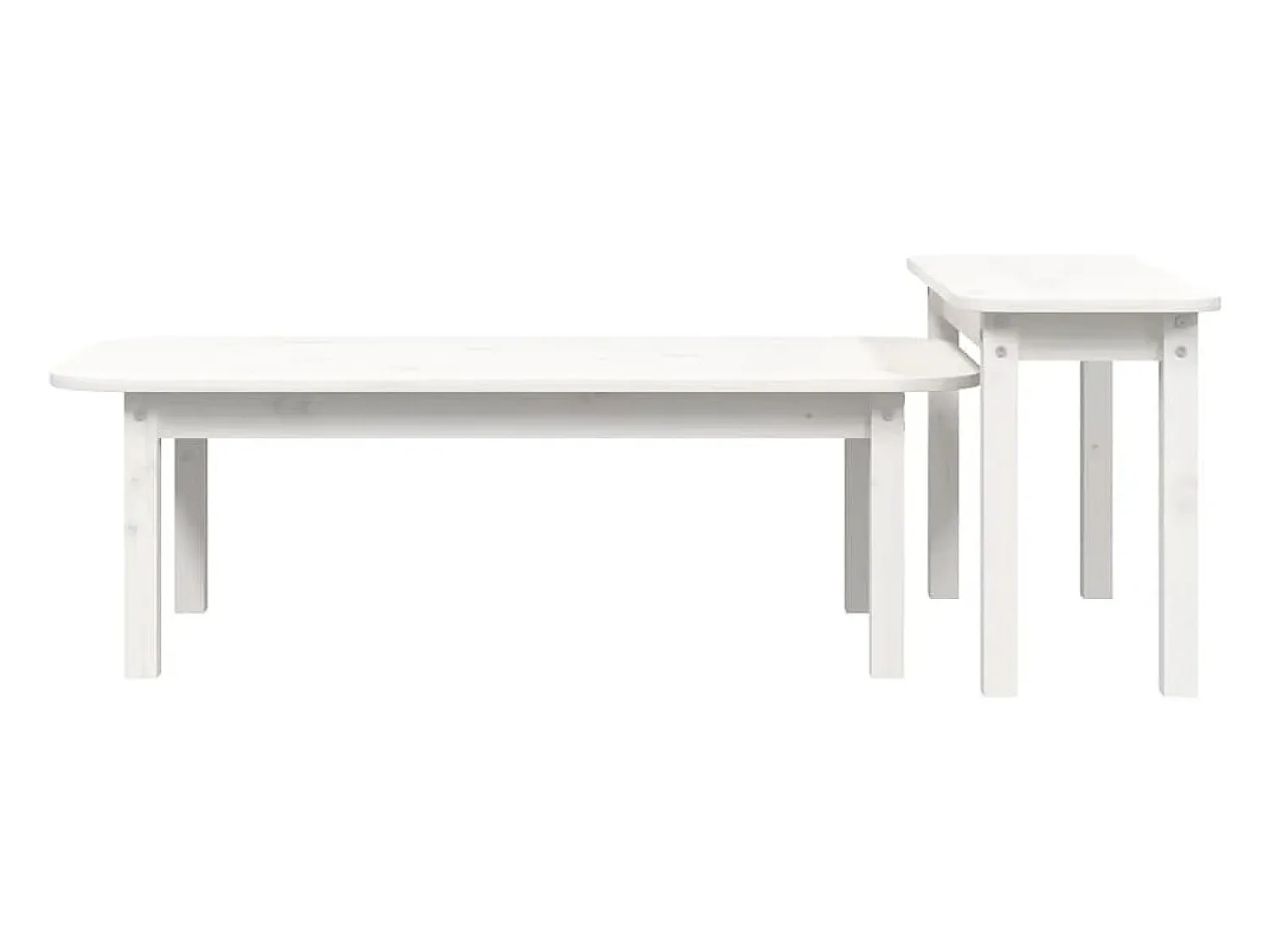 Mesa De Centro* Conjunto de 2 Mesas de Centro | Mesa de apoio pinho maciço Branco