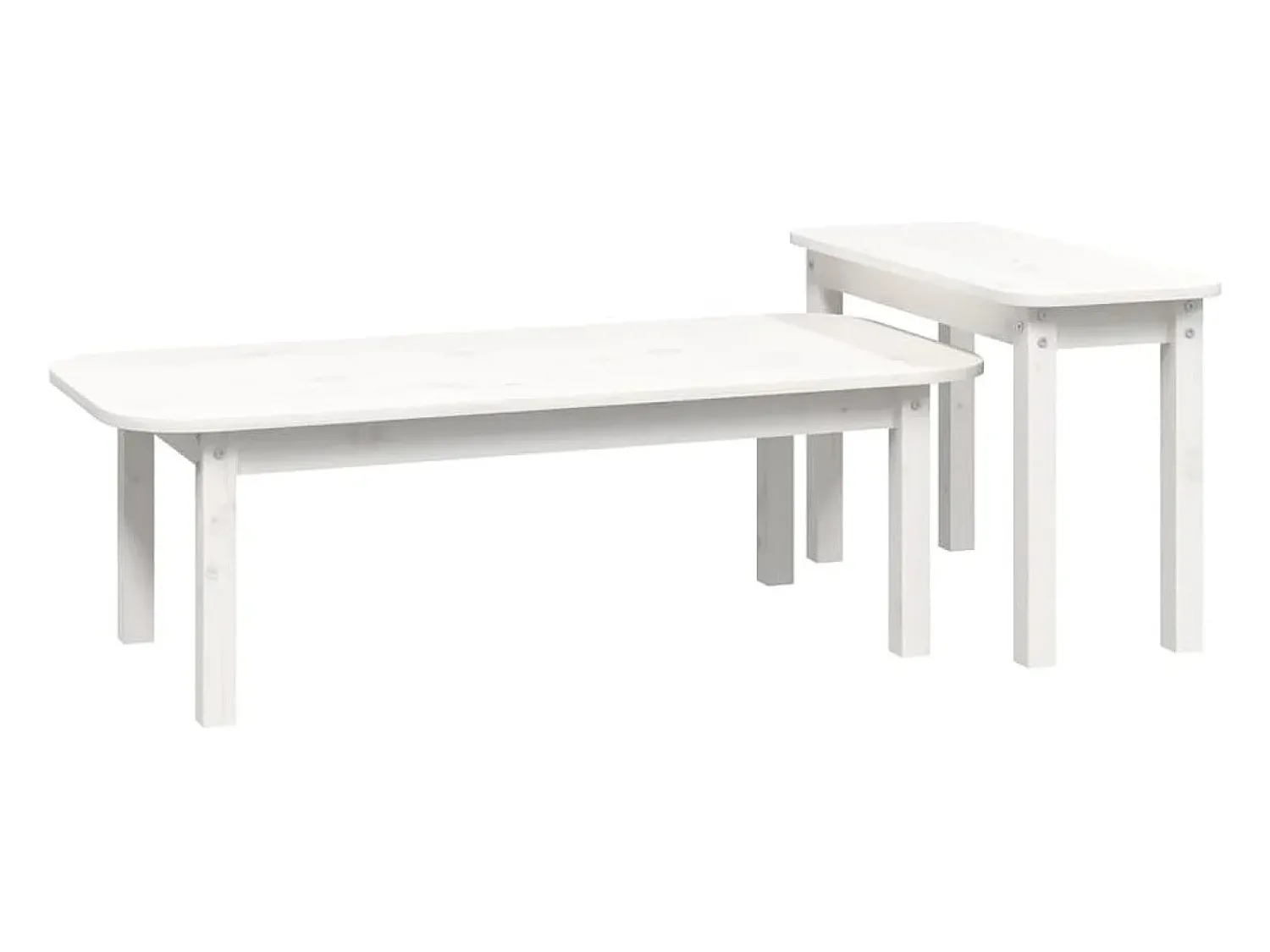Mesa De Centro* Conjunto de 2 Mesas de Centro | Mesa de apoio pinho maciço Branco