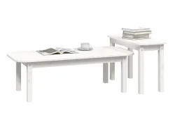 Mesa De Centro* Conjunto de 2 Mesas de Centro | Mesa de apoio pinho maciço Branco
