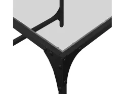 Outlet Conjunto de 2 Mesas de Centro Baixas | Mesa de apoio c/ tampo vidro aço Transparente