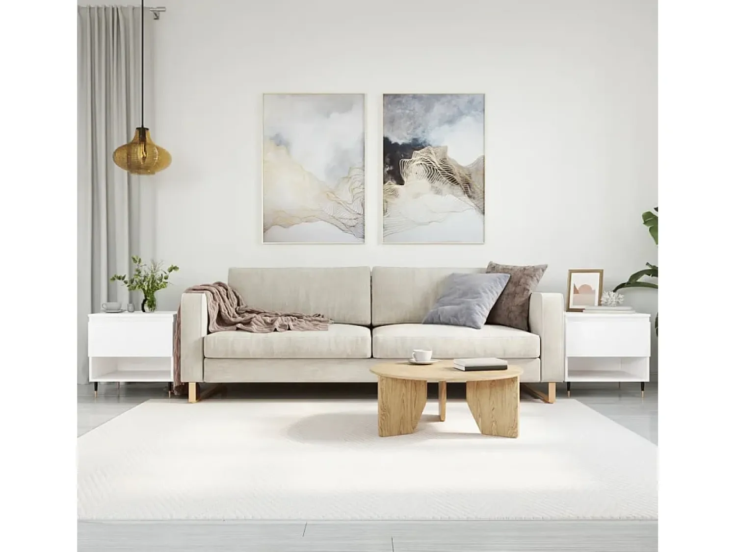 Conjunto de 2 Mesas de Centro | Mesa de apoio | Mesa de café 50x46x50 cm derivados de madeira^ Mesa De Centro