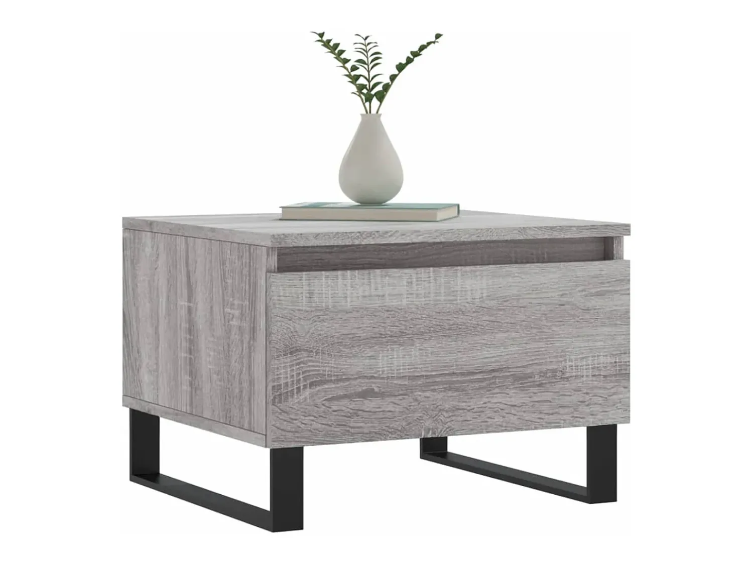 Mesa De Centro* Conjunto de 2 Mesas de Centro | Mesa de apoio | Mesa de café 50x46x35cm deriv. madeira sonoma Cinzento