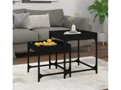 Discount Conjunto de 2 Mesas de Centro | Mesa de apoio | Mesa de café derivados de madeira Preto