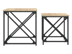 Conjunto de 2 Mesas de Centro Baixas | Mesa de apoio deriv. madeira carvalho sonoma^ Mesa De Centro