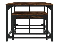 Mesa De Centro* Conjunto de 2 Mesas de Centro Baixas | Mesa de apoio deriv. madeira carvalho fumado Castanho