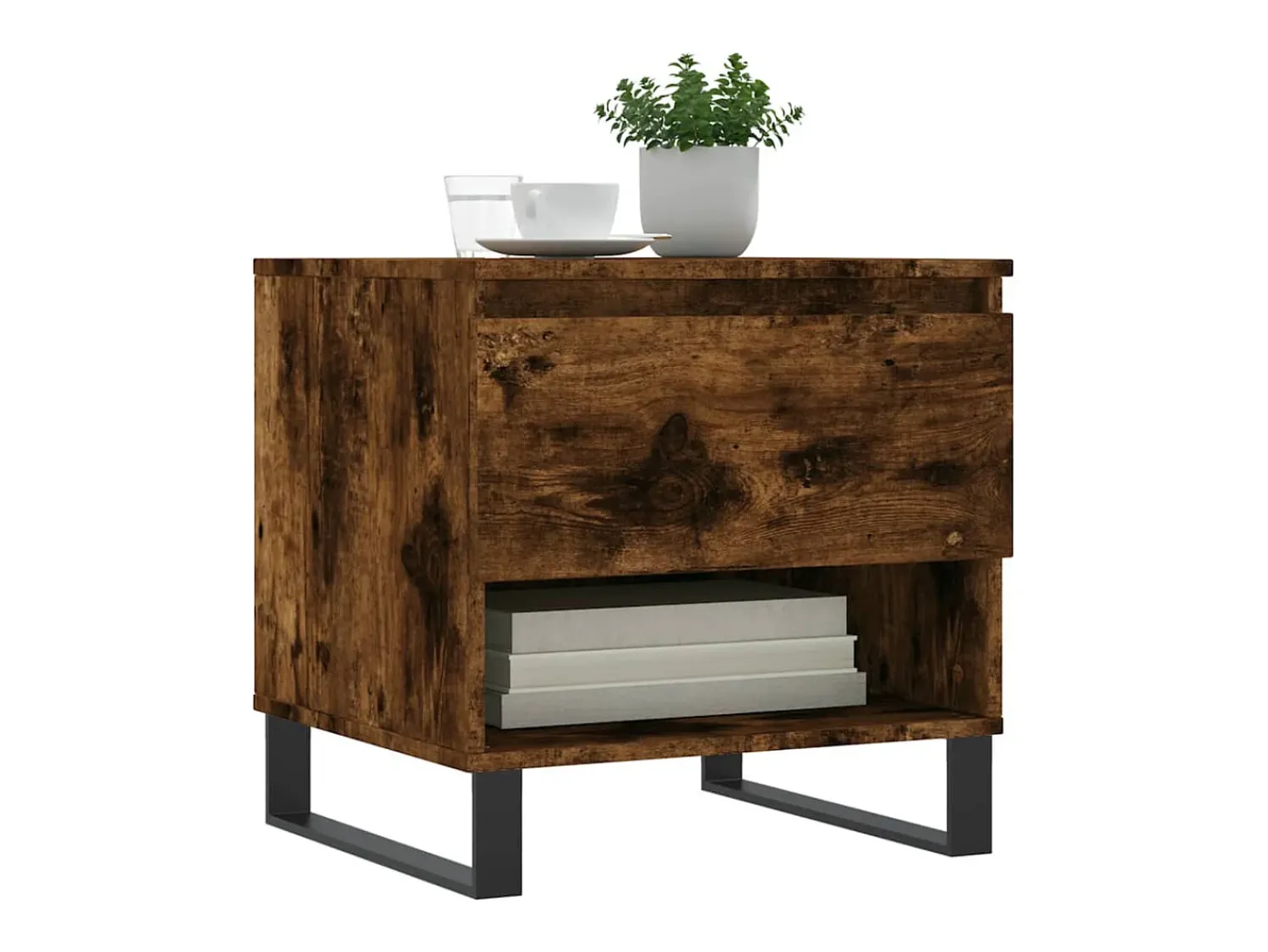 Conjunto de 2 Mesas de Centro | Mesa de apoio | Mesa de café 50x46x50cm deriv. madeira carvalho fumado Castanho
