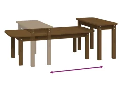 Mesa De Centro* Conjunto de 2 Mesas de Centro | Mesa de apoio pinho maciço mel Castanho