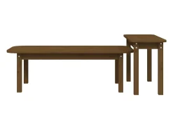 Mesa De Centro* Conjunto de 2 Mesas de Centro | Mesa de apoio pinho maciço mel Castanho