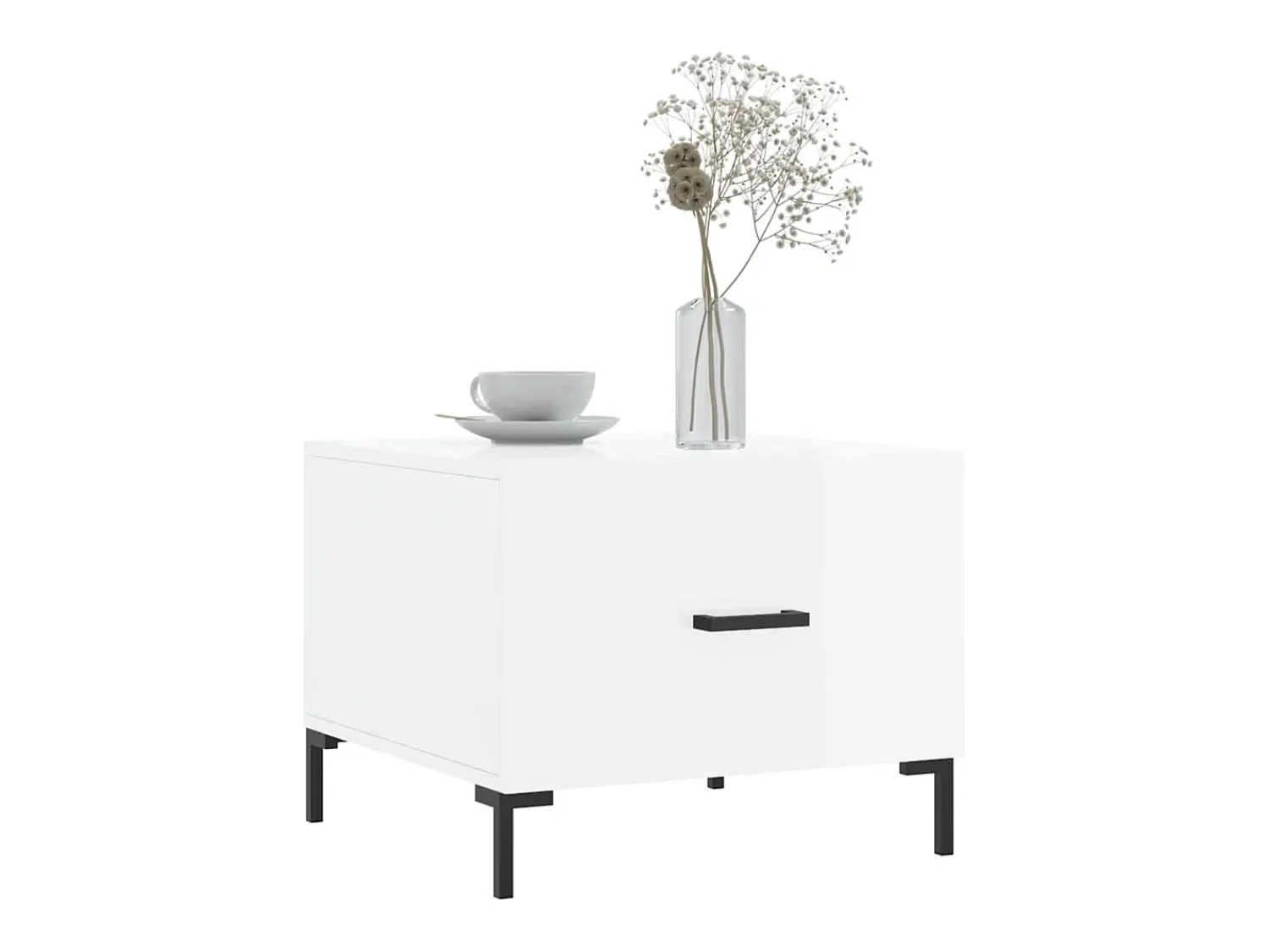 Mesa De Centro| Conjunto de 2 Mesas de Centro | Mesa de apoio | Mesa de café 50x50x40 cm brilhante Branco
