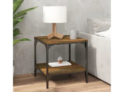 Clearance Conjunto de 2 Mesas de Centro | Mesa de apoio | Mesa de café 40x40x40 cm derivados madeira fumado Castanho