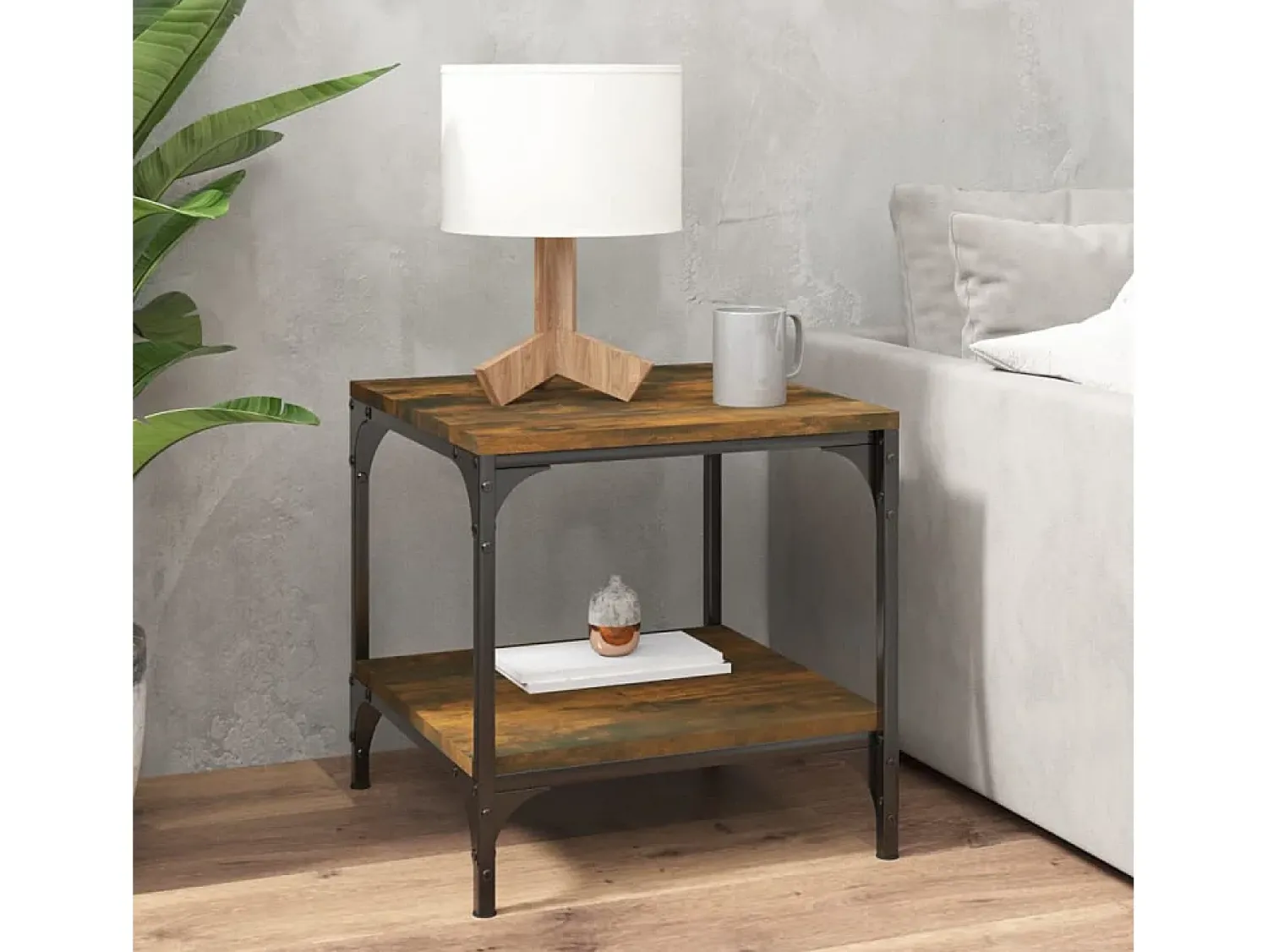 Clearance Conjunto de 2 Mesas de Centro | Mesa de apoio | Mesa de café 40x40x40 cm derivados madeira fumado Castanho
