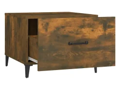 Mesa De Centro* Conjunto de 2 Mesas de Centro | Mesa de apoio com pernas de metal 50x50x40 cm fumado Castanho