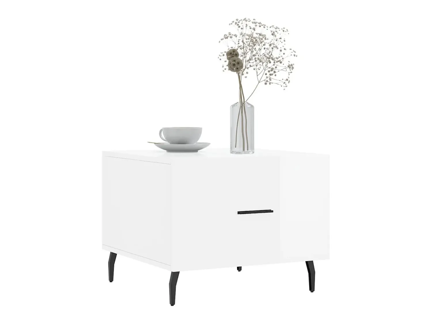 Mesa De Centro| Conjunto de 2 Mesas de Centro | Mesa de apoio | Mesa de café 50x50x40 cm brilhante Branco
