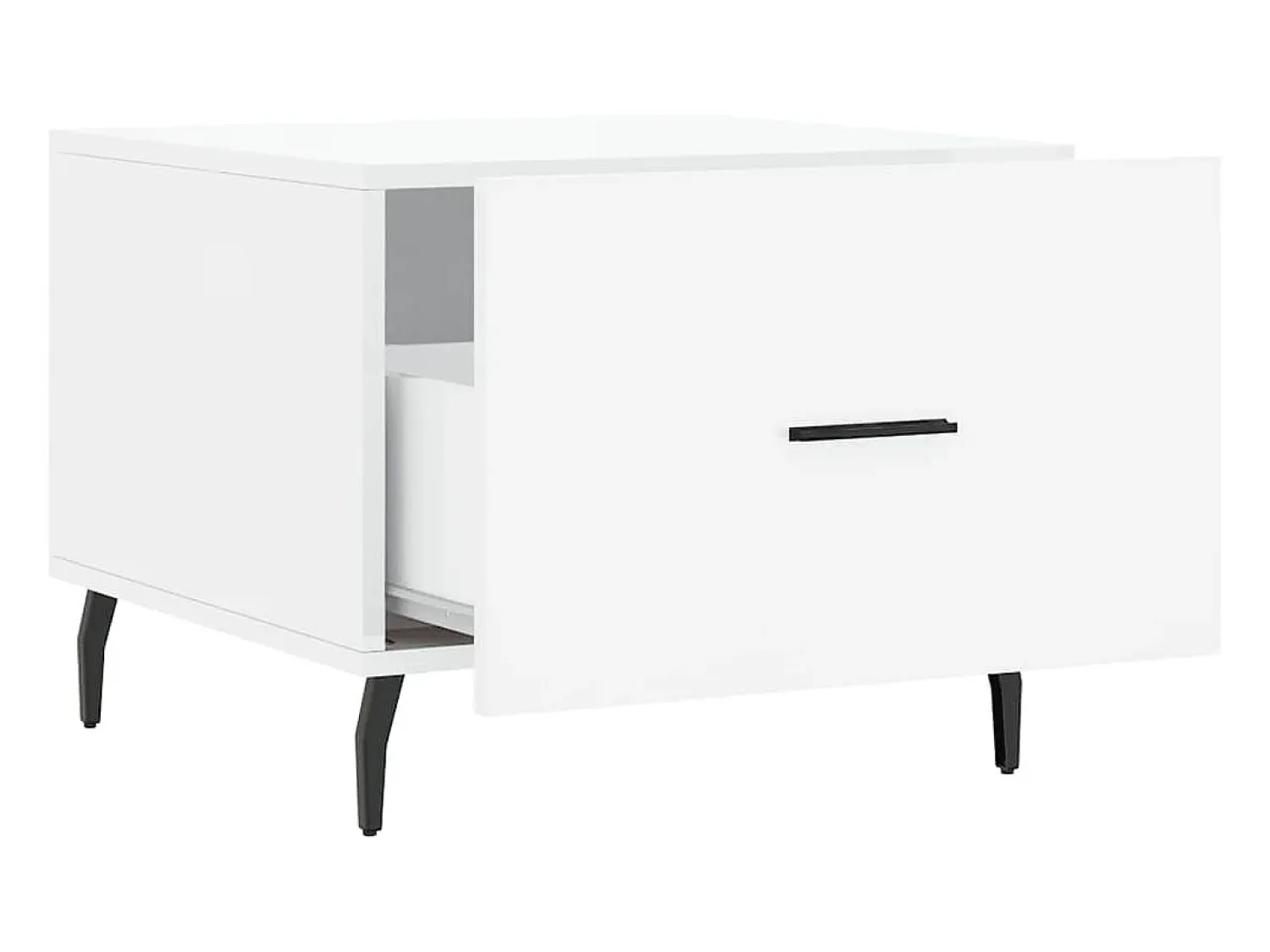 Mesa De Centro| Conjunto de 2 Mesas de Centro | Mesa de apoio | Mesa de café 50x50x40 cm brilhante Branco