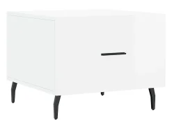 Mesa De Centro| Conjunto de 2 Mesas de Centro | Mesa de apoio | Mesa de café 50x50x40 cm brilhante Branco